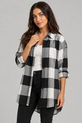 Camisa Feminina Xadrez Alongada Sabrina