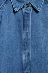 Camisa Jeans Feminina Manga 3/4 Bufante Joi
