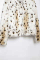 Casaco De Pelo Feminino Branco Leopard
