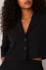 Conjunto Alfaiataria Feminino Verão Short e Cropped Preto