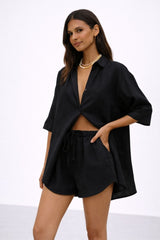 Conjunto Feminino Linho Short e Blusa Verano