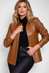Jaqueta De Couro Marrom Feminina Julie