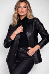 Jaqueta De Couro Preta Feminina Julie