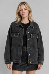 Jaqueta Jeans Feminina Com Franjas Country