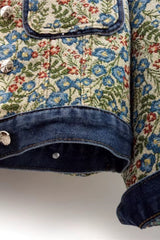 Jaqueta Jeans Feminina Estampada Flowers