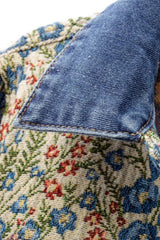 Jaqueta Jeans Feminina Estampada Flowers