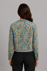 Jaqueta Jeans Feminina Estampada Gola Padre Flowers