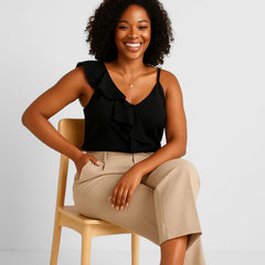 Regata Feminina Preta Babados Luci