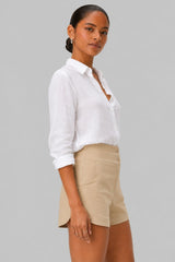 Short Alfaiataria Feminino Bege Paula