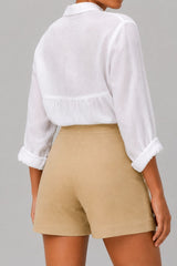 Short Alfaiataria Feminino Bege Paula