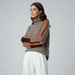 Suéter Feminino Marrom Gola Alta Ariadne