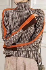 Suéter Feminino Marrom Gola Alta Ariadne