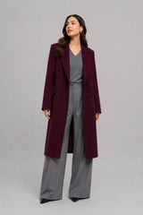 Trench Coat De Lã Feminino Borgonha Vic