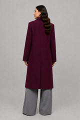 Trench Coat De Lã Feminino Borgonha Vic