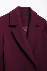 Trench Coat De Lã Feminino Borgonha Vic