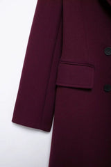 Trench Coat De Lã Feminino Borgonha Vic