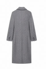 Trench Coat De Lã Feminino Cinza Vic