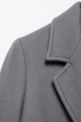 Trench Coat De Lã Feminino Cinza Vic