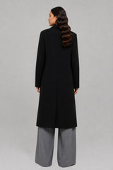 Trench Coat De Lã Feminino Preto Vic