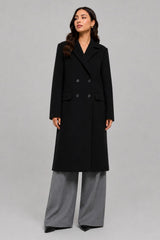 Trench Coat De Lã Feminino Preto Vic