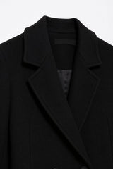 Trench Coat De Lã Feminino Preto Vic