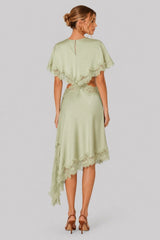 Vestido Cetim Curto Renda Verde Nona