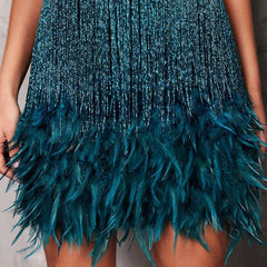 Vestido Festa Curto Com Franjas Shine