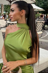 Vestido Longo de Festa Halter Enrolado