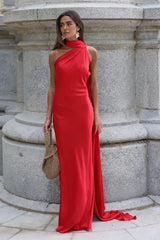 Vestido Longo de Festa Halter Enrolado