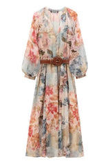 Vestido Longo Elegante Aquarela