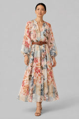 Vestido Longo Elegante Aquarela