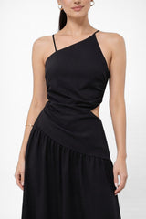 Vestido Longo Preto de Festa Elegante Carina