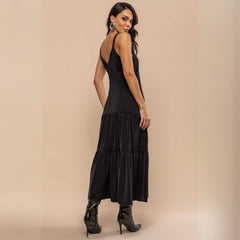 Vestido Midi Elegante Preto Fabi