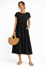 Vestido Midi Manga Curta Pamela