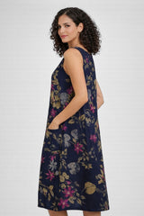 Vestido Midi Soltinho Azul Sem Mangas Hailey