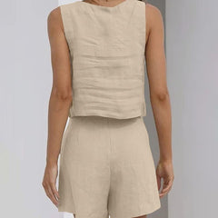 Conjunto Feminino Linho Rosangela Bege - Coradon