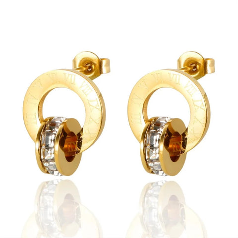 Brinco Redondo Algarismo Romano Banhado em Ouro 18K