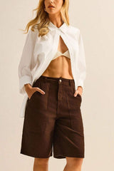 Bermuda Jeans Feminina Marrom Olivia