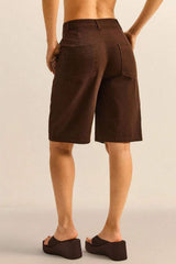 Bermuda Jeans Feminina Marrom Olivia