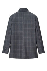 Blazer Feminino Alfaiataria Xadrez Gola Alta Joice