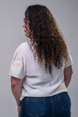 Blusa De Linho Feminina Bege Bordada Luci