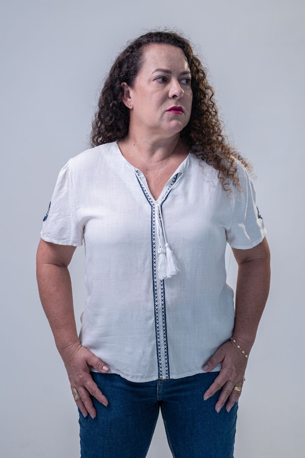 Blusa De Linho Feminina Bordada Flavya