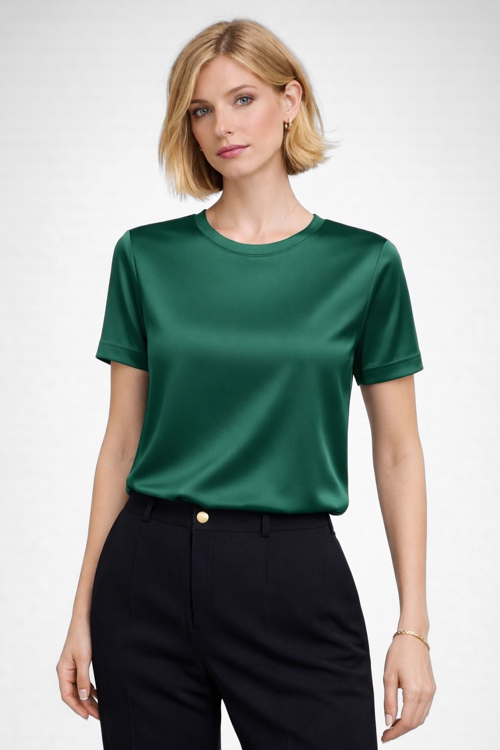 Blusa De Seda Feminina Verde Maya