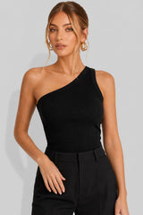 Blusa De Um Ombro Só Canelada Agatha