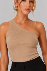 Blusa De Um Ombro Só Canelada Agatha