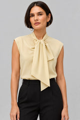 Blusa Feminina Amarela Gola Laço Amélie