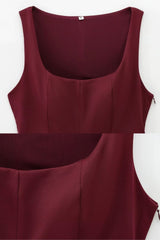 Blusa Feminina Decote Quadrado Borgonha Ceci
