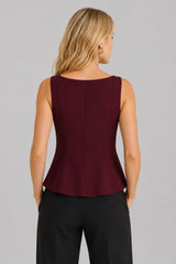 Blusa Feminina Decote Quadrado Borgonha Ceci