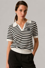 Blusa Feminina Gola Polo Manga Curta Tricot Joy
