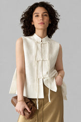 Blusa Feminina Jacquard Fecho Nó Tang Chinês